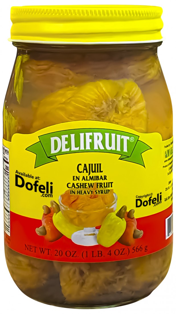 Sweet Dominican cashew fruit in syrup by Delifruit, tender texture and tropical flavor for desserts.